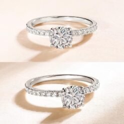 EAMTI 1.2 CT Moissanite Rings 925 Sterling Silver Engagement Rings for Women Round Cut Promise Wedding Rings Stunning Wedding Bands for Women Size 3-11