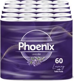 60 Phoenix Soft Supreme Luxury Toilet Rolls Bulk Buy – Quilted White 3 Ply Toilet Paper – Pack of 60 Toilet Tissue
