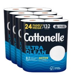 Cottonelle Ultra Clean Toilet Paper with Active CleaningRipples Texture. Strong Bath Tissue. 24 Family Mega Rolls (24 Family Mega Rolls = 132 Regular Rolls). 388 Sheets per Roll. Packaging May Vary