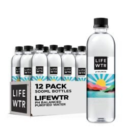 LIFEWTR Premium Purified Water pH Balanced with Electrolytes. 100% recycled plastic bottles. 16.9 Fl Oz Bottles. 500ml (Pack of 12)