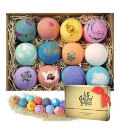 LifeAround2Angels Bath Bombs Gift Set 12 USA made Fizzies. Shea & Coco Butter Dry Skin Moisturize. Perfect for Bubble & Spa Bath. Handmade Birthday Mothers day Gifts idea For Her/Him. wife. girlfriend