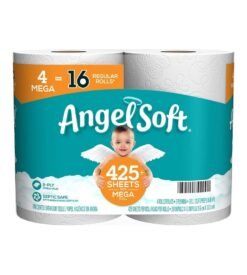Angel Soft? Toilet Paper. 4 Mega Rolls = 16 Regular Rolls. 2-Ply Bath Tissue