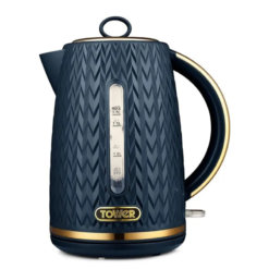 Tower T10052MNB Empire 1.7 Litre Kettle with Rapid Boil. Removable Filter. 3000W. Midnight Blue with Brass Accents