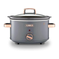 Tower T16042GRY Cavaletto 3.5 Litre Slow Cooker with 3 Heat Settings. Removable Pot and Cool Touch Handles. Grey and Rose Gold