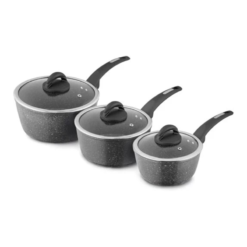 Tower T81212 Cerastone Forged 3 Piece Saucepan Set with Non-Stick Coating and Soft Touch Handles.18/20/22cm. Graphite