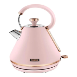 Tower T10044PNK Cavaletto Pyramid Kettle with Fast Boil. Detachable Filter. 1.7 Litre. 3000 W. Marshmallow Pink and Rose Gold