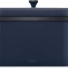 Tower Sera Bread Bin with Removable Lid. Carbon Steel Body. Midnight Blue with Smoked Black Trim