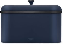 Tower Sera Bread Bin with Removable Lid. Carbon Steel Body. Midnight Blue with Smoked Black Trim
