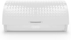 Tower T826206WHT Solitaire Roll Top Bread Bin. Stainless Steel. White. H19. W39. D27.5cm