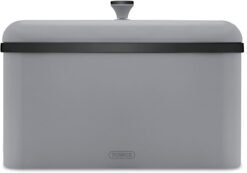 Tower Sera Bread Bin Grey and Smoked Trim. Stainless Steel