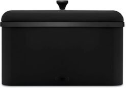 Tower Sera Bread Bin Black and Smoked Trim. Stainless Steel