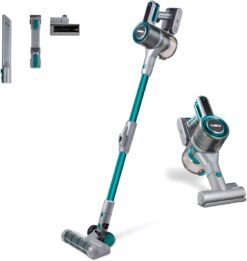 Tower T513011PETS VL80 Cordless 3-in-1 Pole Vacuum Cleaner with Flexi Pole. HEPA 12 Filter & Anti-Tangle Floor Head. 1L Dust Tank. 29.6V Li-ion. Ocean Teal. Flex