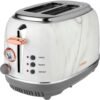 Tower Bottega T20016WMRG 2 Slice Stainless Steel Toaster with Adjustable Browning Control. Defrost and Reheat Settings. White Marble and Rose Gold