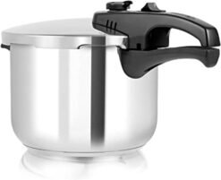 Tower T80244 6L/22cm Pressure Cooker with Steamer Basket. Stainless Steel. Silver