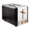 Tower T20036RG Cavaletto 2-Slice Toaster with Defrost/Reheat. Stainless Steel. 850W. Black and Rose Gold