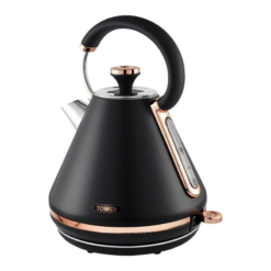 Tower T10044RG Cavaletto Pyramid Kettle with Fast Boil. Detachable Filter. 1.7 Litre. 3000 W. Black and Rose Gold