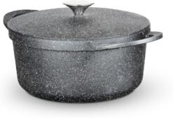 Tower Precision Casserole Dish with Aluminium Lid. Lightweight Cast Aluminium. 24cm. Black