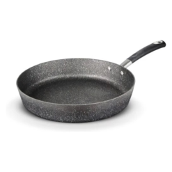 Tower Precision 32cm Stone Coated Frying Pan with Black Diamond PTFE Non-Stick Coating. Soft Grip Handle. Black