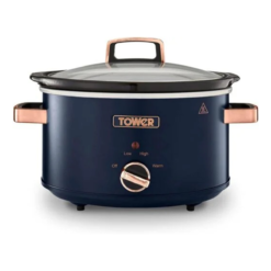 Tower T16042MNB Cavaletto 3.5 Litre Slow Cooker with 3 Heat Settings. Cool Touch Handles. Removable Dishwasher Safe Pot. Up to 4 Portions. Midnight Blue and Rose Gold