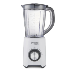 Presto By Tower PT12052WHT Jar/Jug Blender. 1.5 Litre Capacity. 2 Speed Settings and Pulse. Stainless Steel Blades and Dial. 35 g Grinder Attachment. Powerful 500W. White
