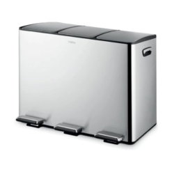 Tower Recycling Pedal Bin. Three 15L Compartments with Removable Inner Buckets. Carbon Steel Body. 45L. Stainless Steel​