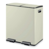 Tower Recycling Pedal Bin. Two 20L Compartments with Inner Buckets. Carbon Steel Body. 40L. Cream