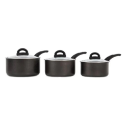 Tower T80302 Cerasure 3 Piece Saucepan Set with Non-Stick Coating. Suitable for All Hob Types Including Induction. 16/18/20cm. Graphite