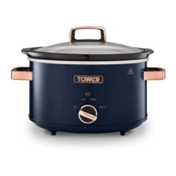 Tower T16042MNB Cavaletto 3.5 Litre Slow Cooker with 3 Heat Settings. Cool Touch Handles. Removable Dishwasher Safe Pot. Up to 4 Portions. Midnight Blue and Rose Gold