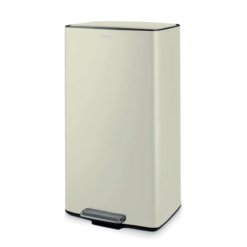 Tower 40L Rectangular Pedal Bin with Removable Inner Bucket and Filter Compartment. Durable Carbon Steel. Cream