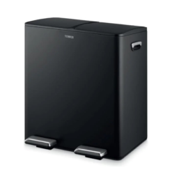 Tower T838022BLK Recycling Pedal Bin with Two 20L Compartments. Carbon Steel Body. Two Inner Buckets. 40L. Black