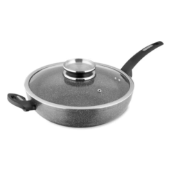 Tower T81279 Cerastone Induction Wok Pan With Glass Lid. Non Stick Ceramic Coating. Easy to Clean. Graphite. 30 cm